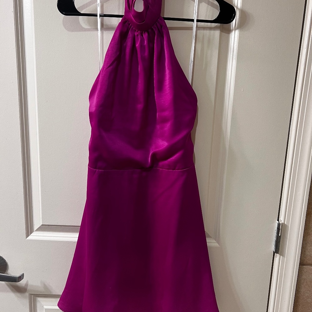 High neck pink dress